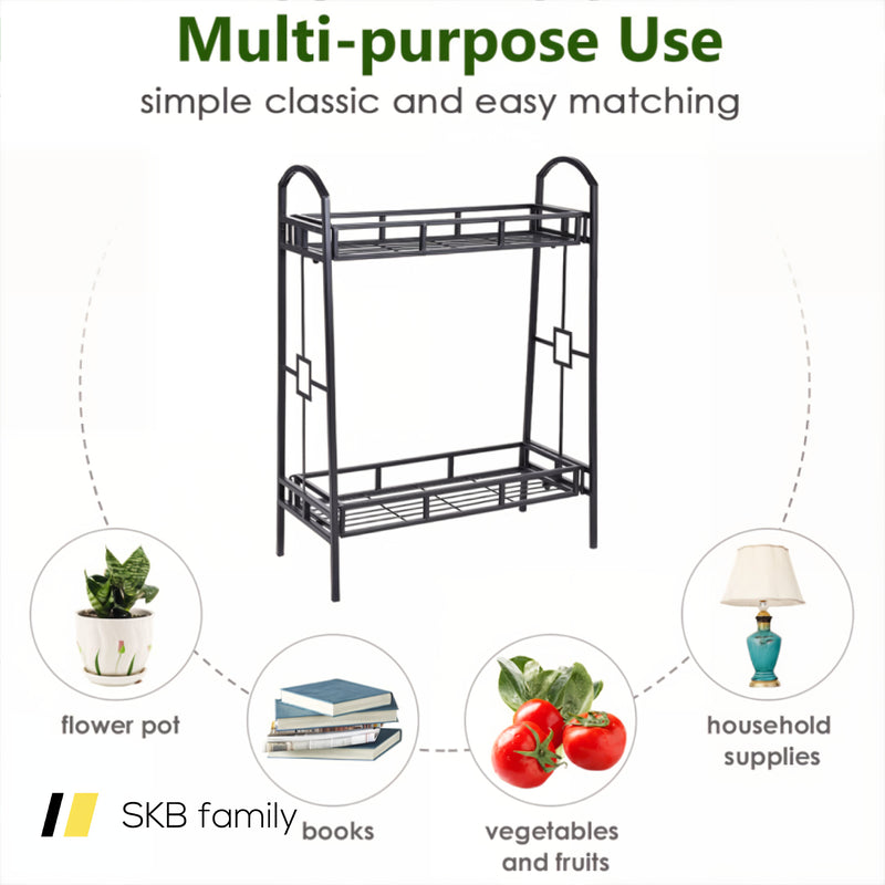 2-Tier Heavy Duty Metal Flower Plant Stand 240115-214132