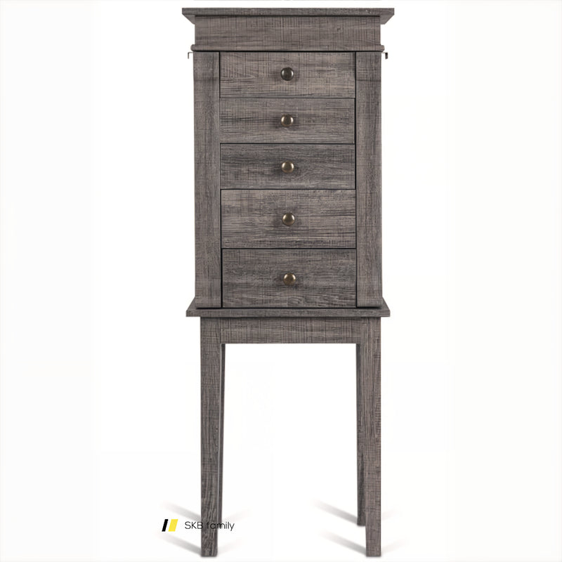 Standing Jewelry Cabinet With 5 Drawers And Top Flip Mirror 240115-214200