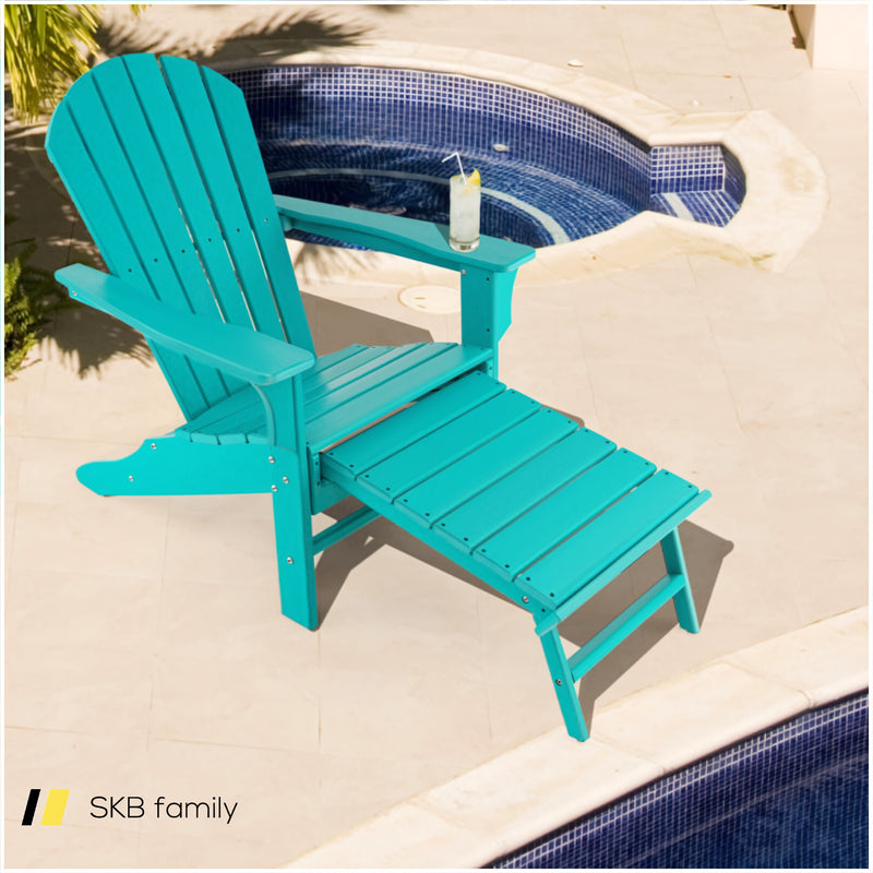 Patio Hdpe Adirondack Chair With Retractable Ottoman 240115-214283