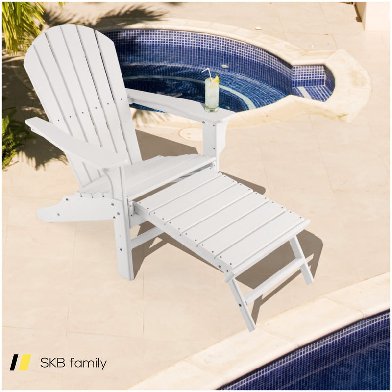 Patio Hdpe Adirondack Chair With Retractable Ottoman 240115-214283