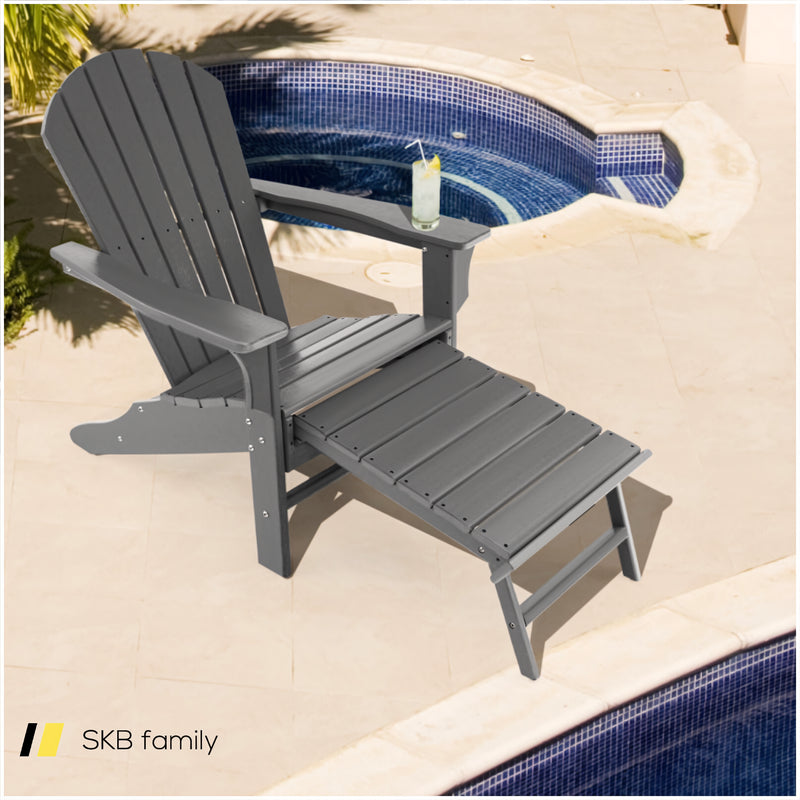 Patio Hdpe Adirondack Chair With Retractable Ottoman 240115-214283