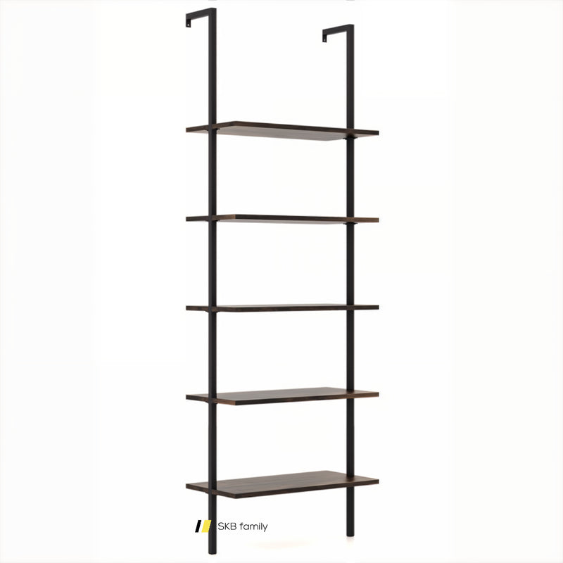 5 Tier Ladder Shelf Wall-Mounted Bookcase With Steel Frame 240115-214286