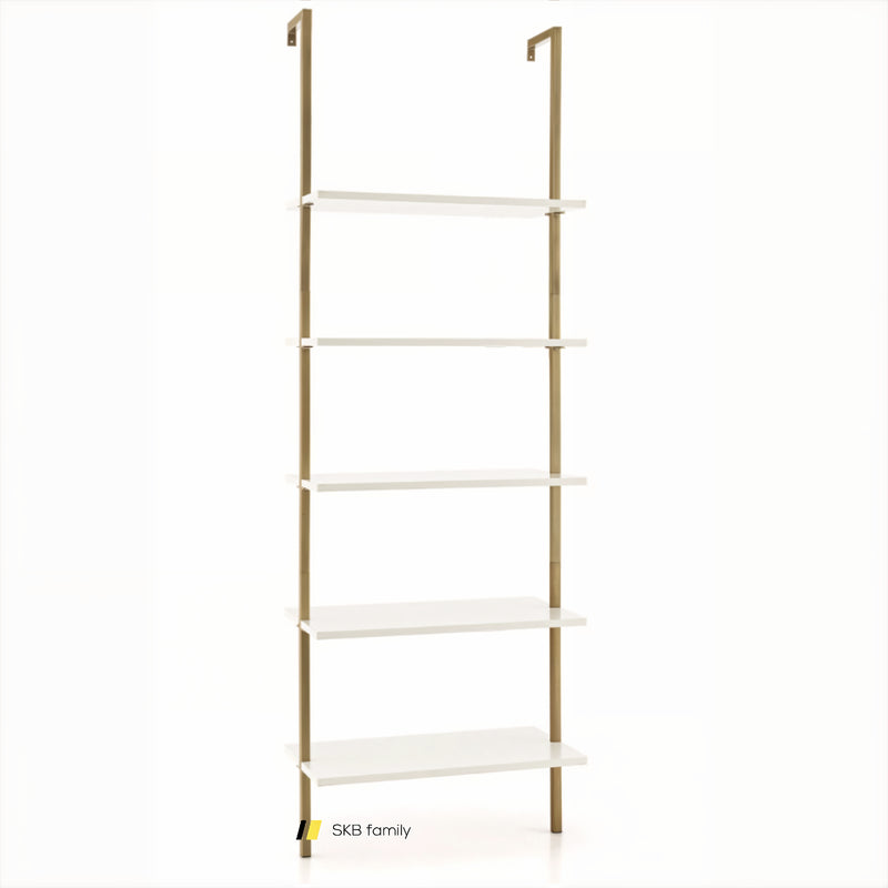 5 Tier Ladder Shelf Wall-Mounted Bookcase With Steel Frame 240115-214286