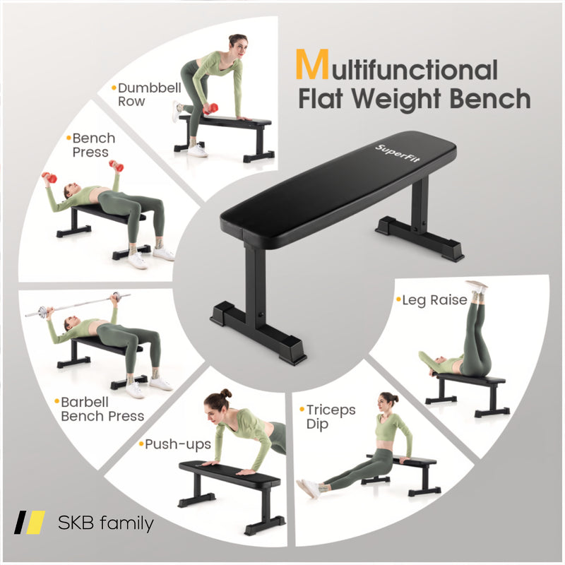 Flat Weight Bench 660 Lbs Heavy Duty Strength Training Bench 240115-214538