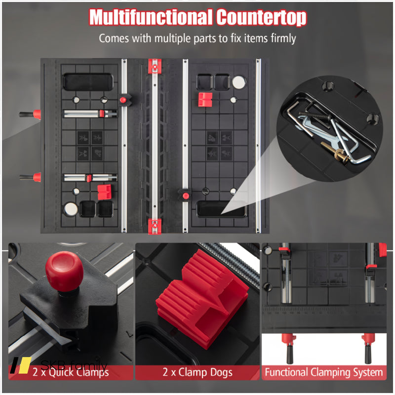 Portable Folding Workbench With Adjustable Height For Garage Home 240115-214602