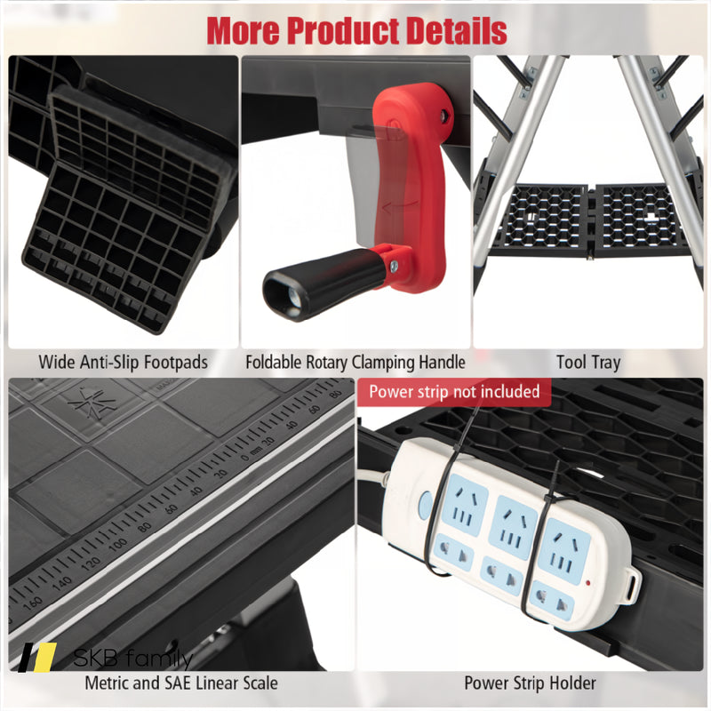 Portable Folding Workbench With Adjustable Height For Garage Home 240115-214602