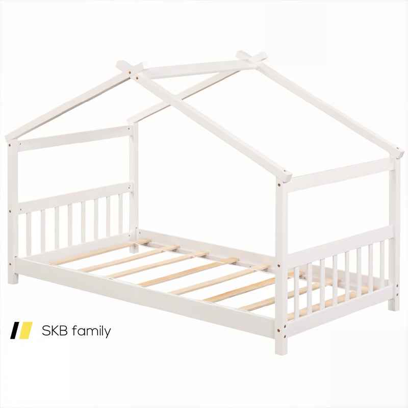 Twin Size Wooden House Bed With Roof 240115-214643