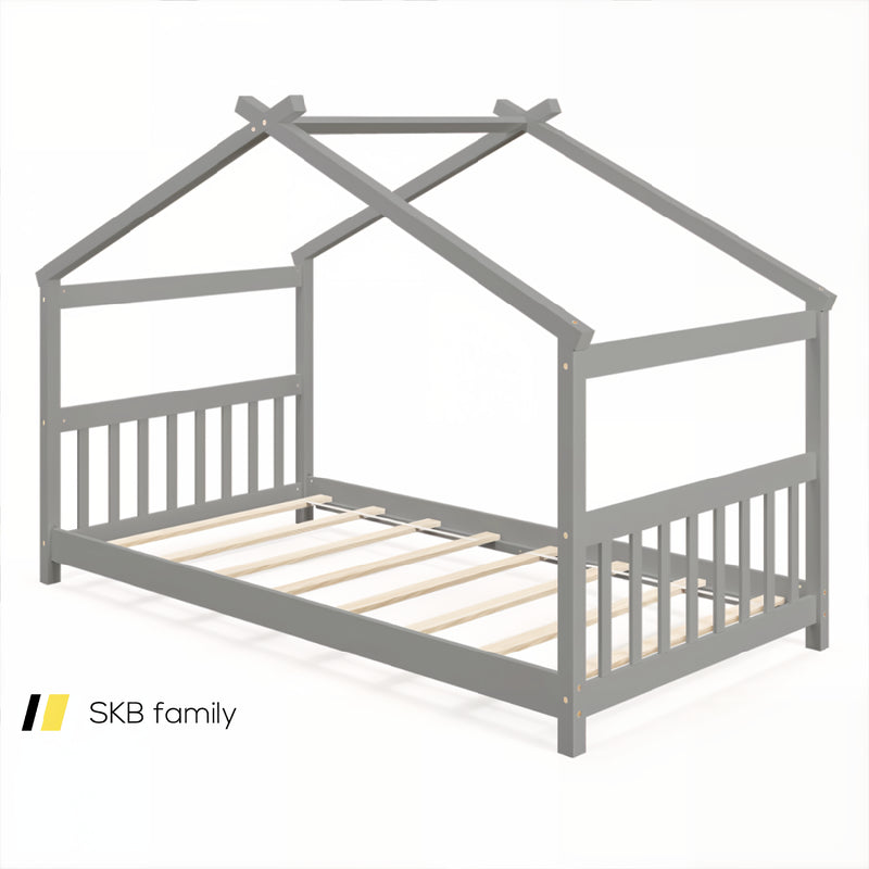 Twin Size Wooden House Bed With Roof 240115-214643