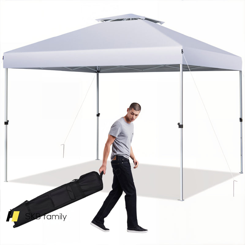 2-Tier 10 X 10 Feet Pop-Up Canopy Tent With Wheeled Carry Bag 240115-214660