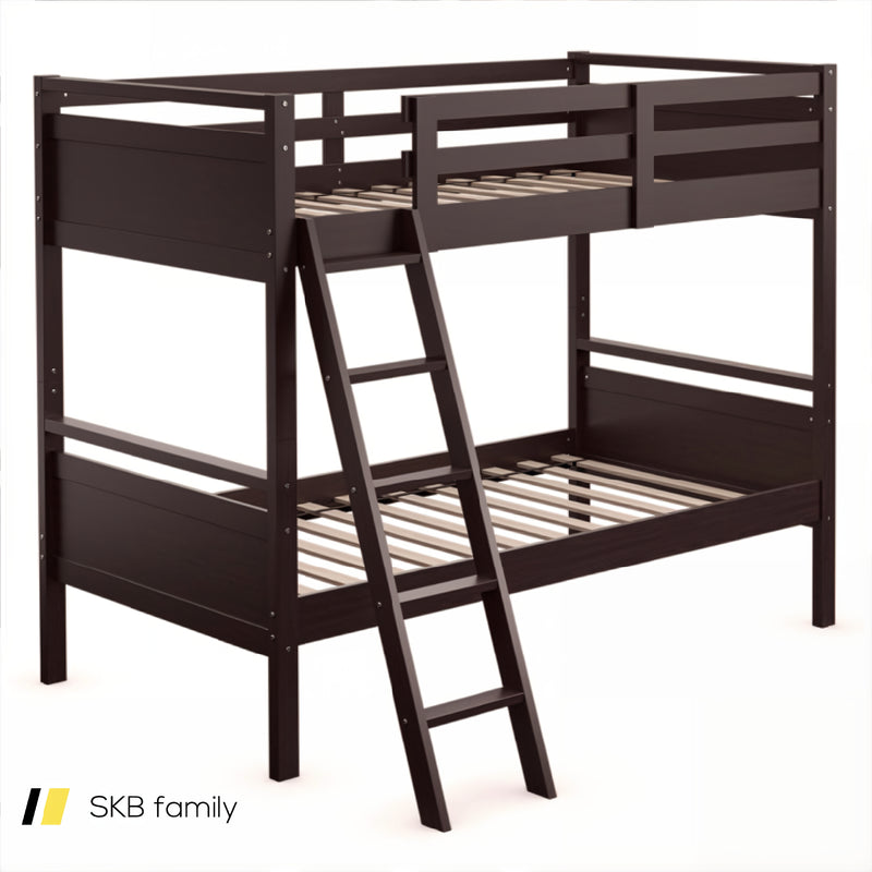 Twin Over Twin Bunk Bed With Ladder And Guard Rail 240115-214661