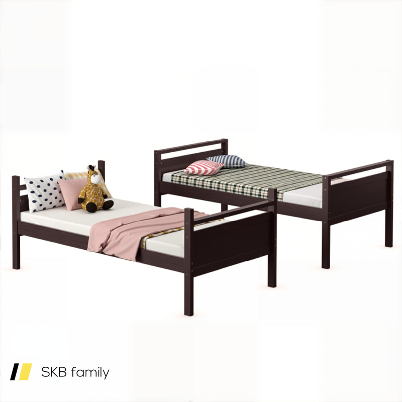 Twin Over Twin Bunk Bed With Ladder And Guard Rail 240115-214661