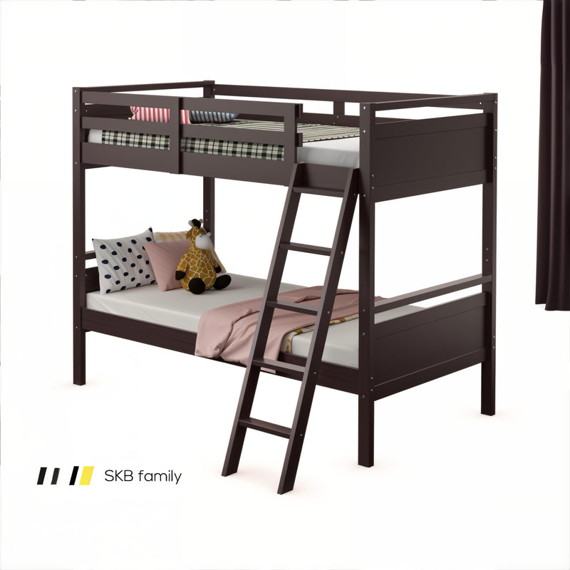 Twin Over Twin Bunk Bed With Ladder And Guard Rail 240115-214661