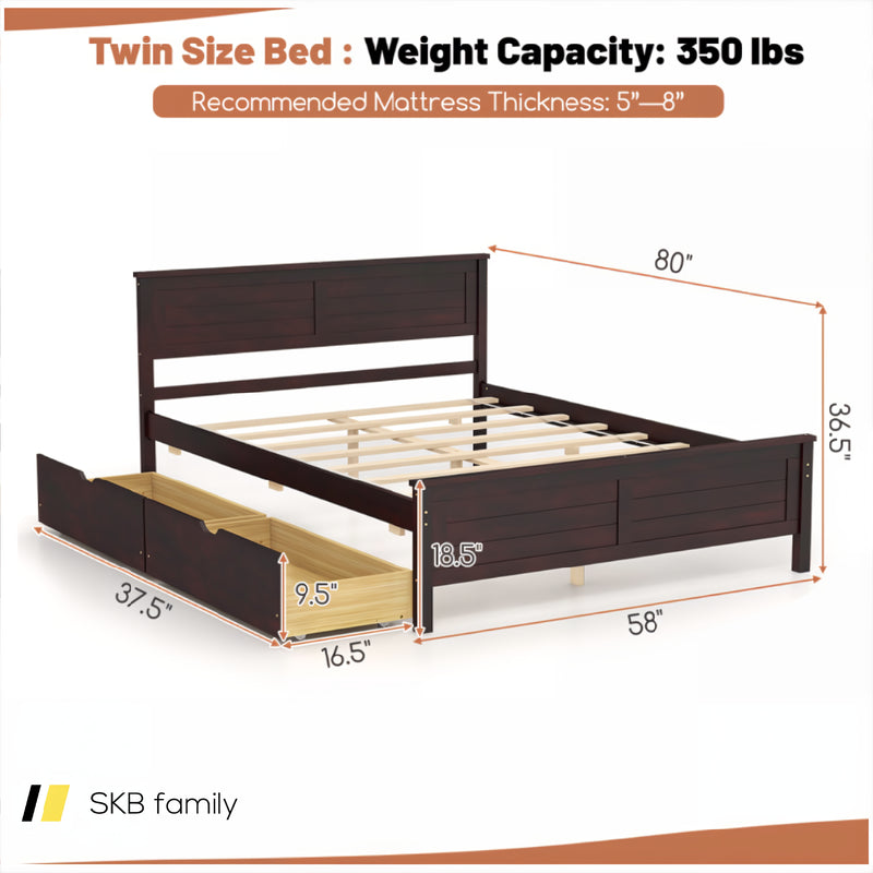 Full Size Bed Frame With Storage Drawers And Solid Wood Headboard 240115-214703