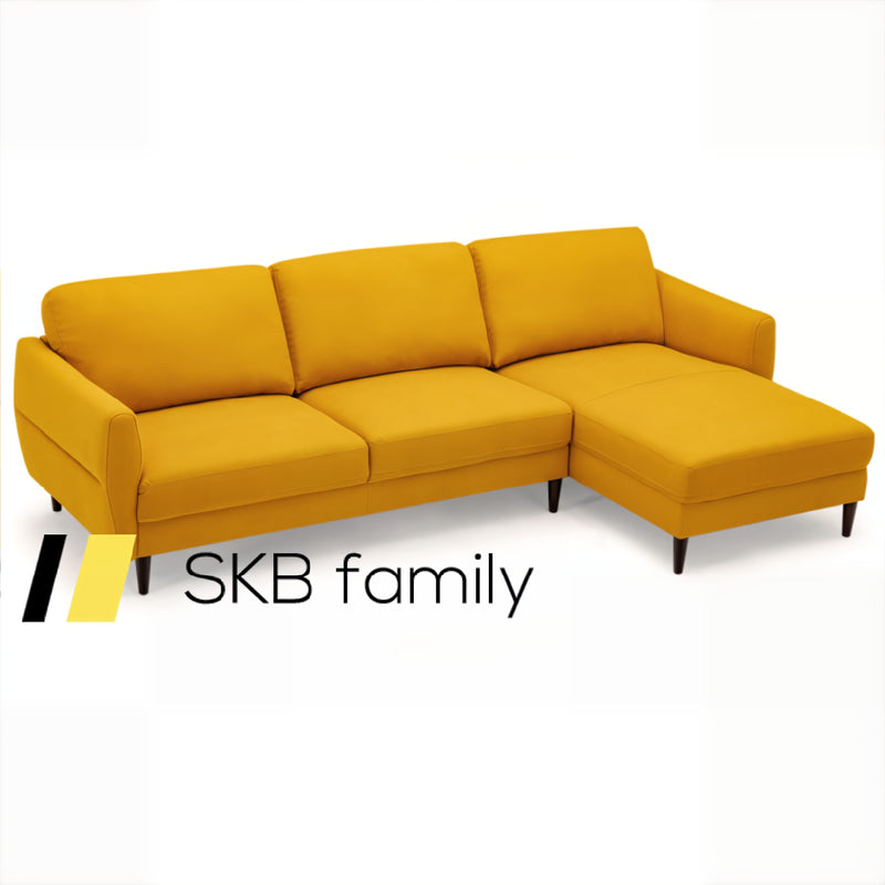 L-Shaped Fabric Sectional Sofa With Chaise Lounge And Solid Wood Legs 240115-214741