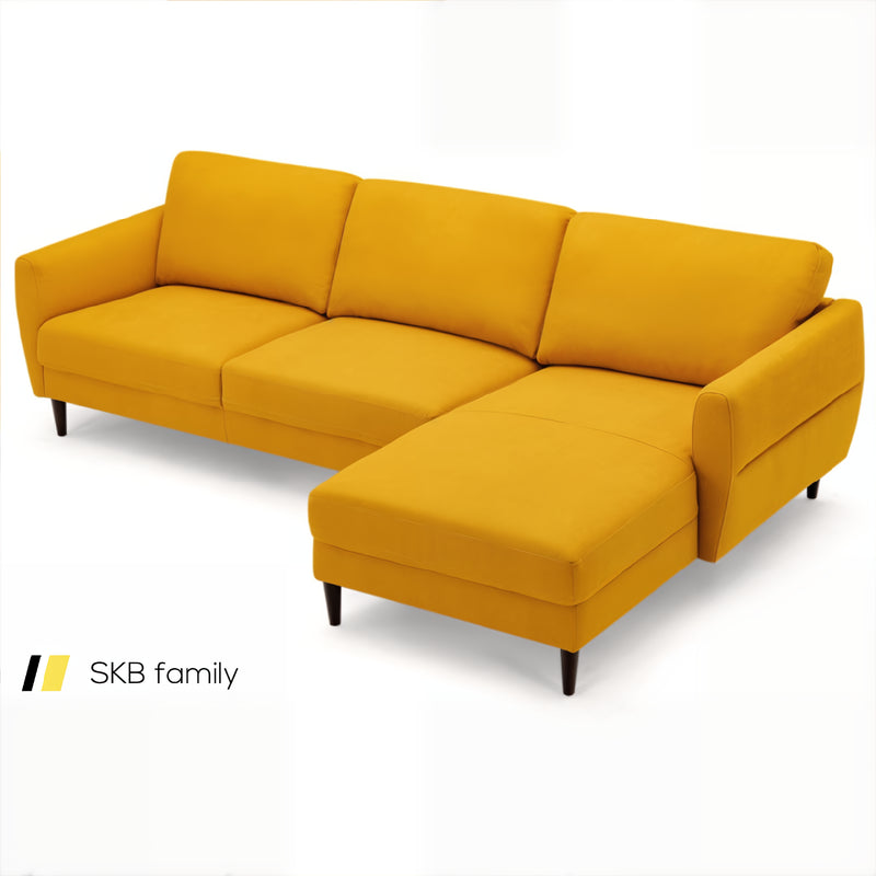 L-Shaped Fabric Sectional Sofa With Chaise Lounge And Solid Wood Legs 240115-214741