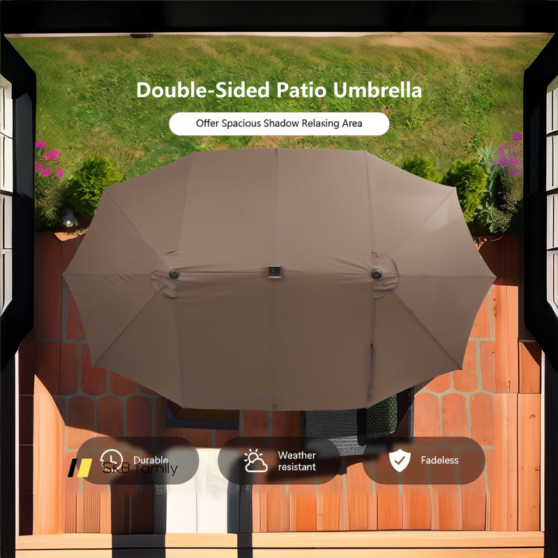 15 Feet Double-Sided Patio Umbrella With 48 Led Lights 240115-214771