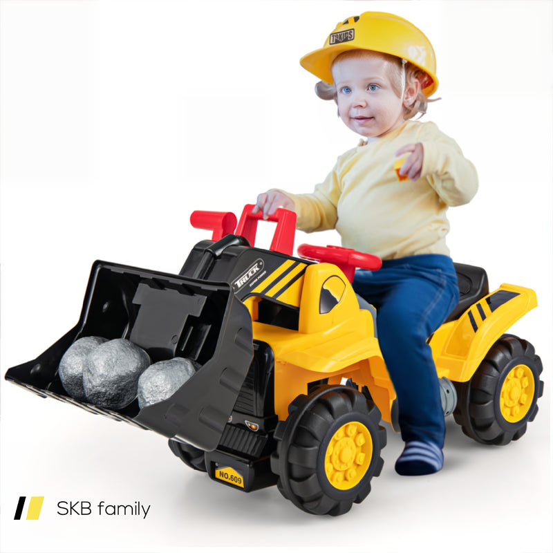 6v Electric Kids Ride On Bulldozer Pretend Play Truck Toy With Adjustable Bucket 240115-214786