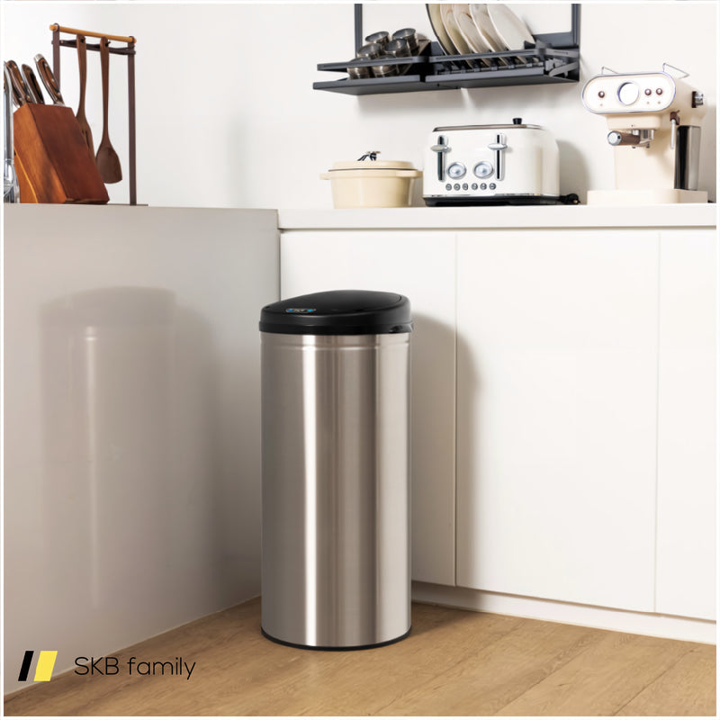 8 Gal Automatic Trash Can With Stainless Steel Frame Touchless Waste Bin 240115-214795