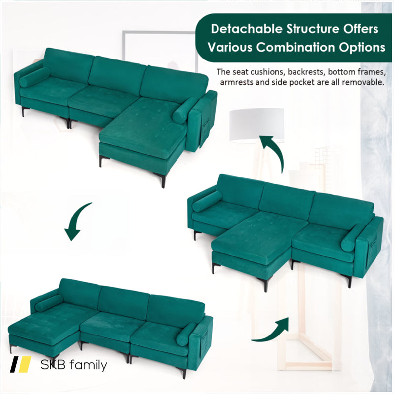 Modular L-Shaped 3-Seat Sectional Sofa With Reversible Chaise And 2 Usb Ports 240115-214845