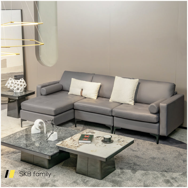 Modular L-Shaped 3-Seat Sectional Sofa With Reversible Chaise And 2 Usb Ports 240115-214845