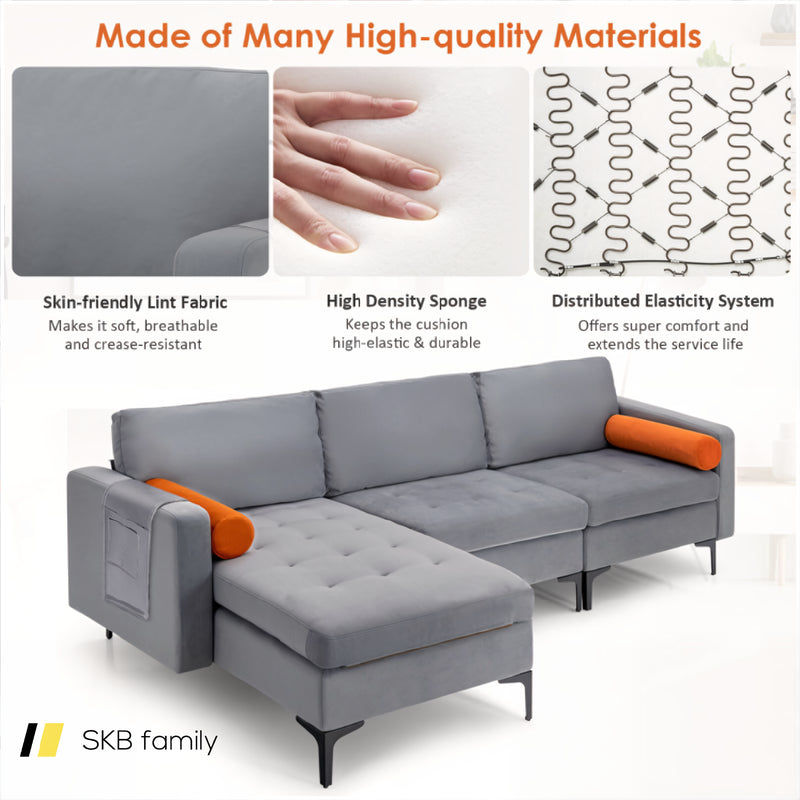 Modular L-Shaped 3-Seat Sectional Sofa With Reversible Chaise And 2 Usb Ports 240115-214845