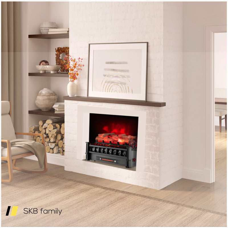 20 Inch Electric Fireplace Heater With Realistic Birchwood Ember Bed 240115-214953