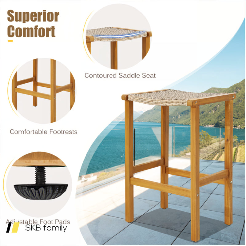 Patio Wood Bar Stools Set Of 2/4 240115-214982