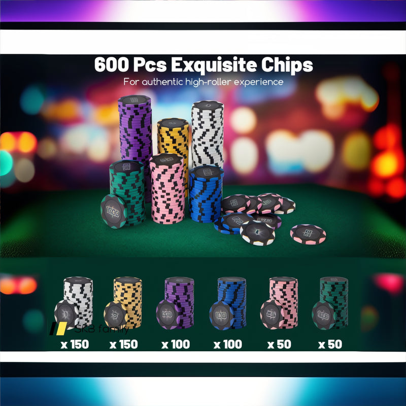 600-Piece Poker Chip Set 14 Gram Claytec Chips With Carrying Case 240115-215047