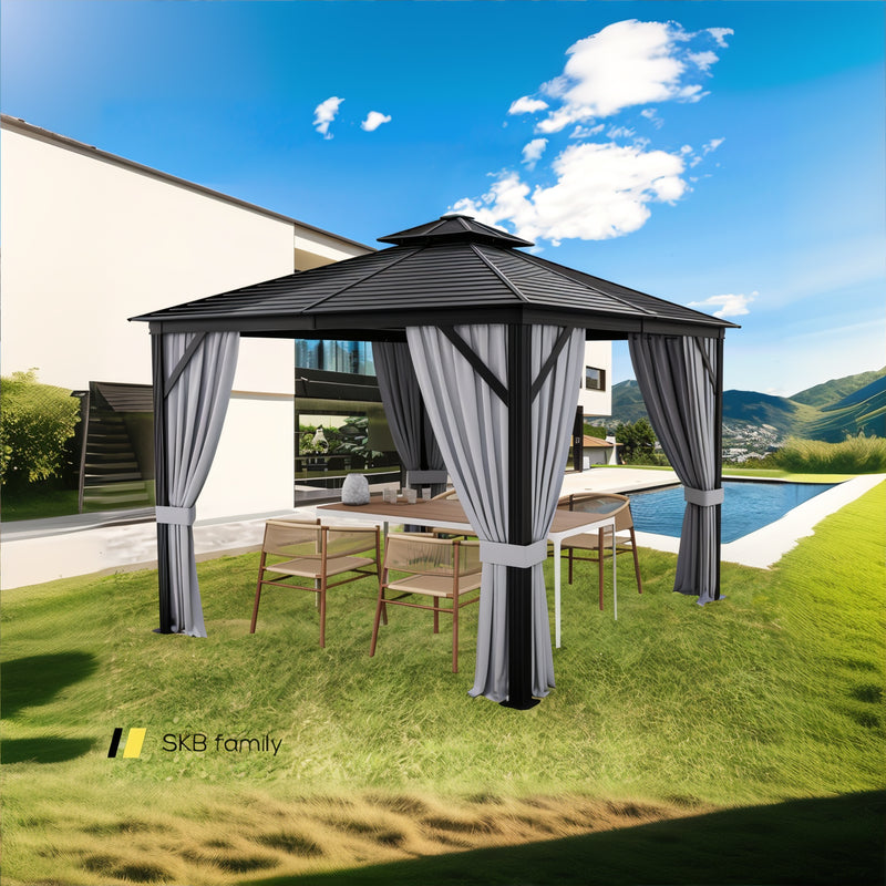 10 X 10 Feet Double-Top Hardtop Gazebo With Galvanized Steel Roof 240115-215114