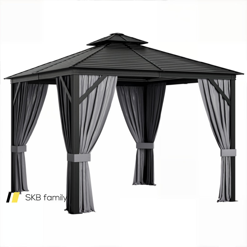 10 X 10 Feet Double-Top Hardtop Gazebo With Galvanized Steel Roof 240115-215114