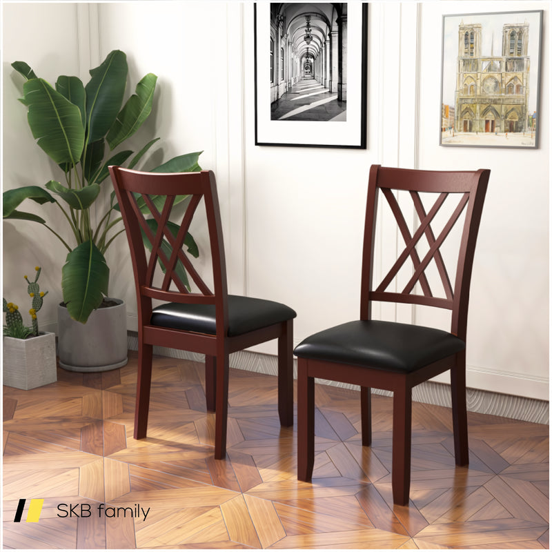 Set Of 2 Dining Chair With Backrest And Padded Seat 240115-215121