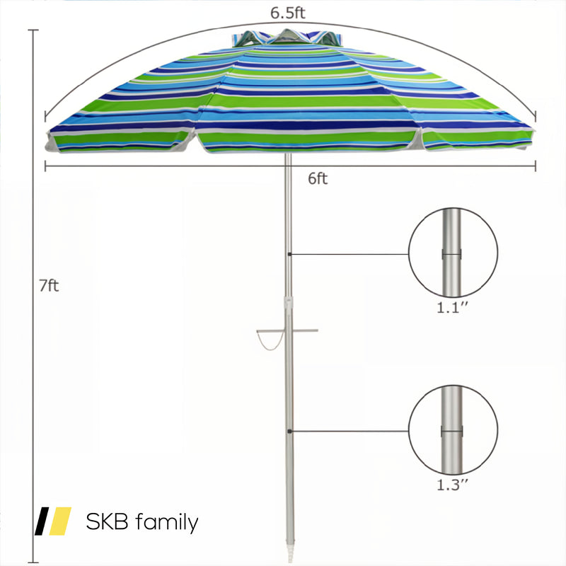 6.5 Feet Beach Umbrella With Carry Bag Without Weight Base 240115-215208