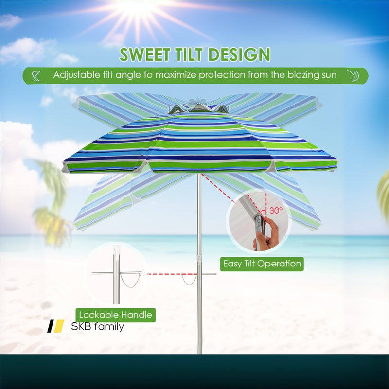 6.5 Feet Beach Umbrella With Carry Bag Without Weight Base 240115-215208