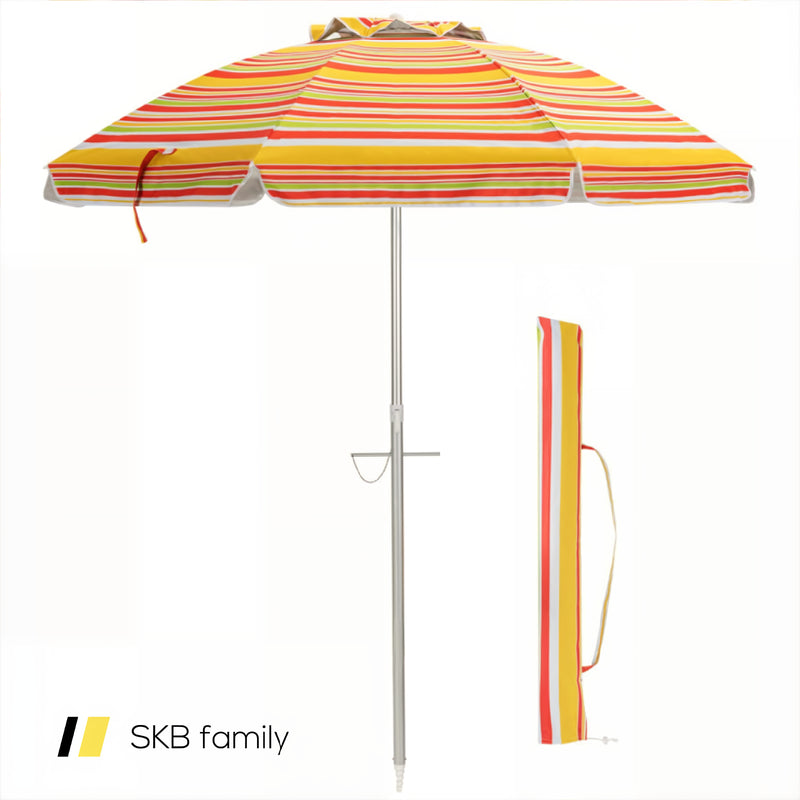 6.5 Feet Beach Umbrella With Carry Bag Without Weight Base 240115-215208