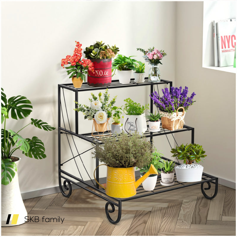 3 Tier Outdoor Metal Garden Planter Holder Shelf 240115-215222