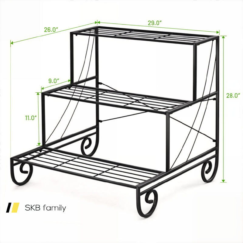 3 Tier Outdoor Metal Garden Planter Holder Shelf 240115-215222