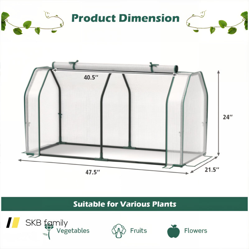 47.5 X 21.5 X 24 Inch Mini Greenhouse With Roll-Up Zipper Door 240115-215263