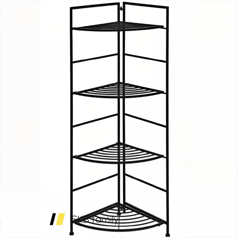 4 Tier Folding Metal Shelf Plant Stand Storage Open Shelf Corner Display Rack 240115-215276