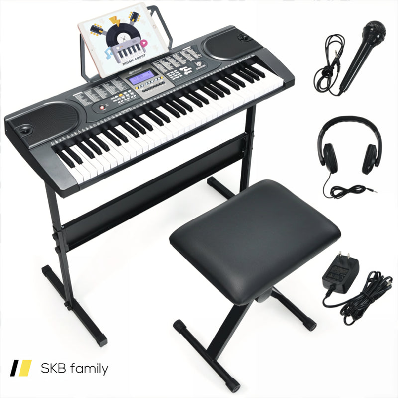 61-Key Electronic Keyboard Piano Starter Set With Stand Bench And Headphones 240115-215286