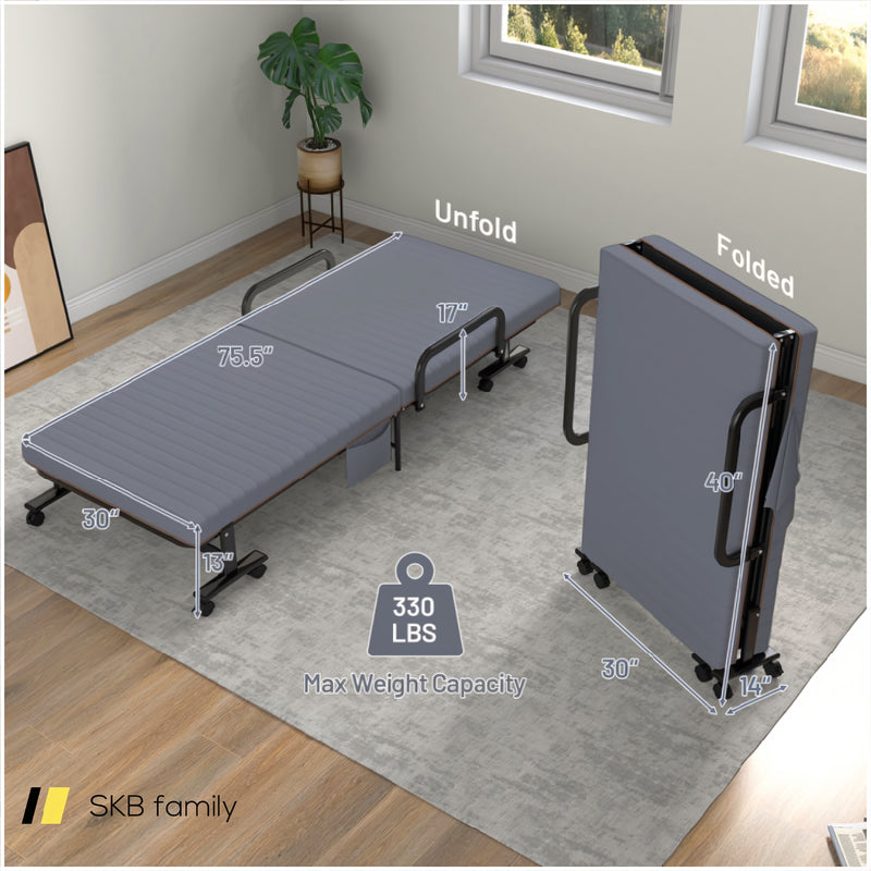 Adjustable Folding Guest Bed Frame With Mattress And Wheels 240115-215309