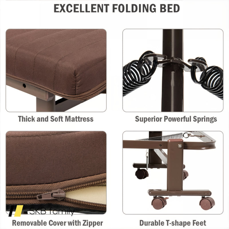 Adjustable Folding Guest Bed Frame With Mattress And Wheels 240115-215309