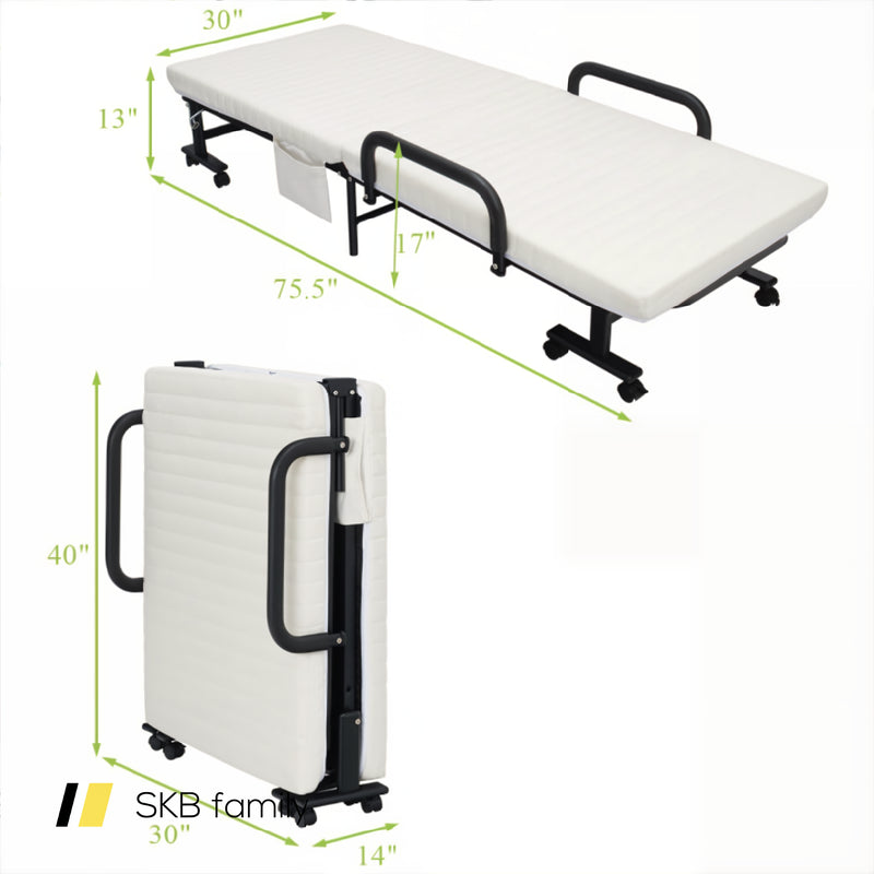 Adjustable Folding Guest Bed Frame With Mattress And Wheels 240115-215309