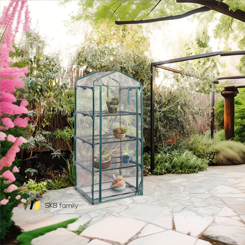 Outdoor Portable Mini 4 Shelves Greenhouse 240115-215352