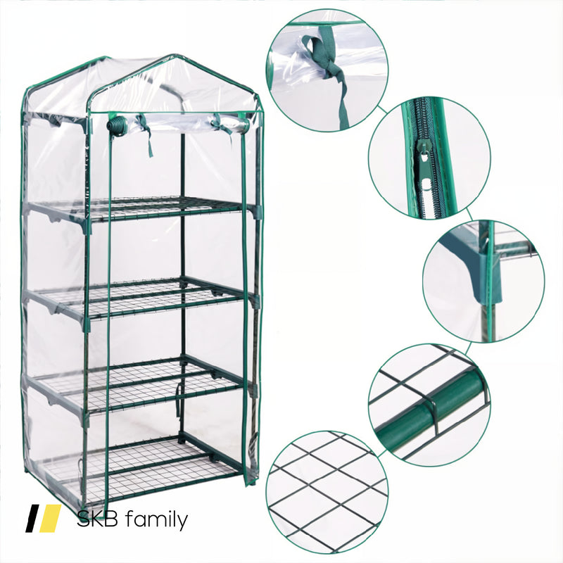 Outdoor Portable Mini 4 Shelves Greenhouse 240115-215352