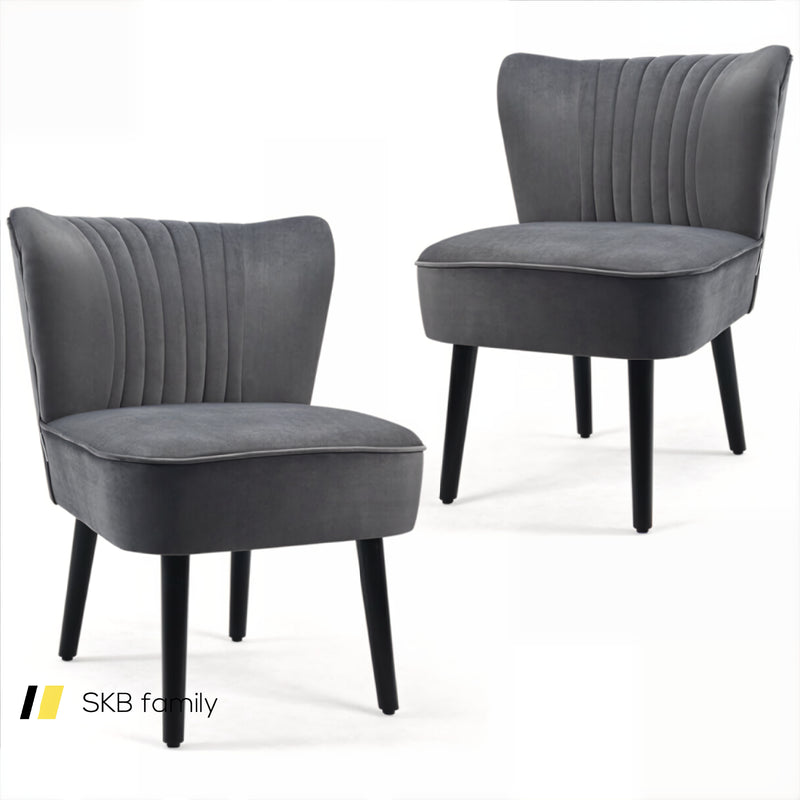 Set Of 2 Upholstered Modern Leisure Club Chairs With Solid Wood Legs 240115-215358