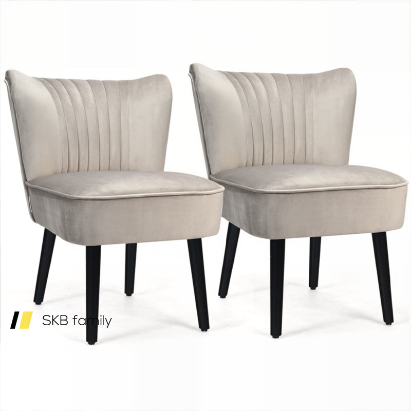 Set Of 2 Upholstered Modern Leisure Club Chairs With Solid Wood Legs 240115-215358