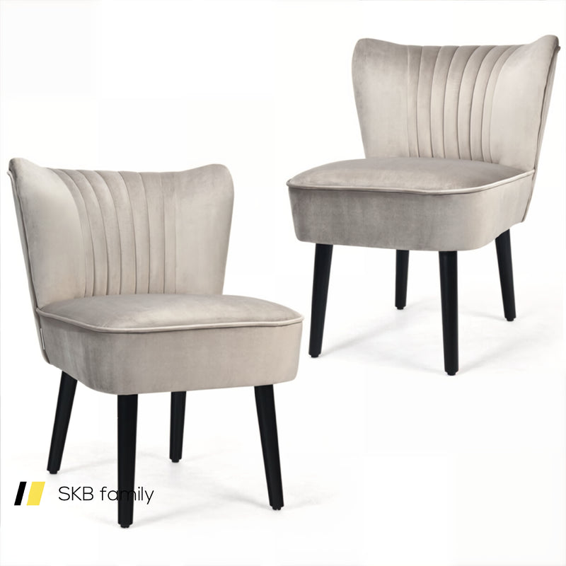 Set Of 2 Upholstered Modern Leisure Club Chairs With Solid Wood Legs 240115-215358