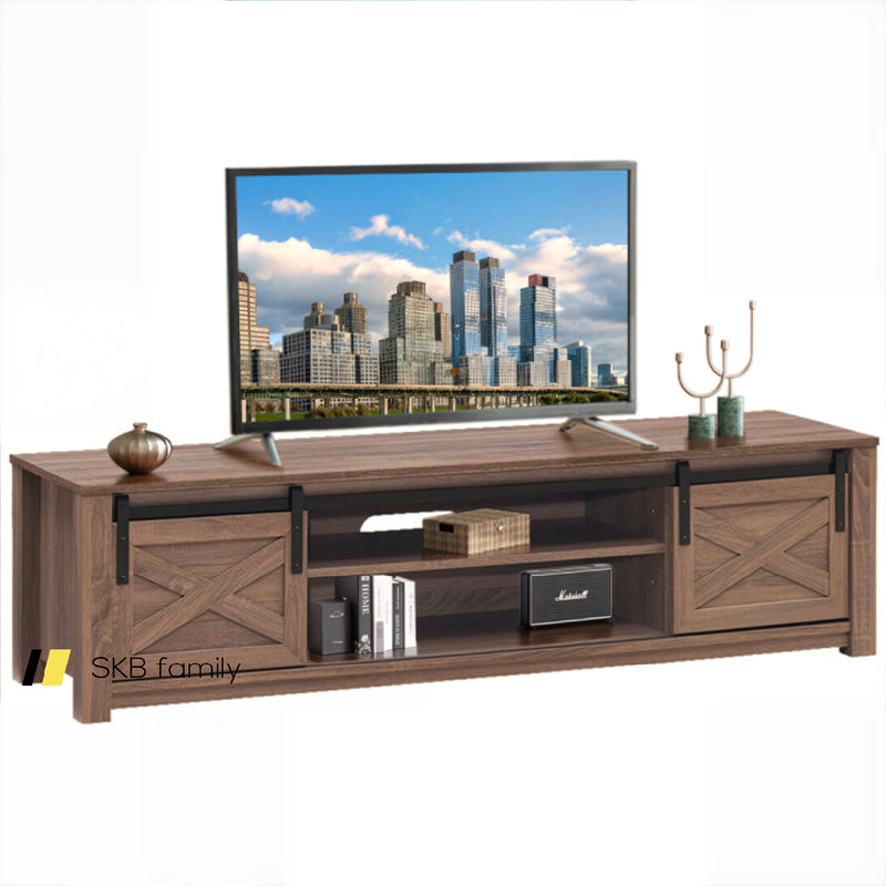 Wooden Tv Stand With Sliding Barn Door For Tvs Up To 65 Inch 240115-215371