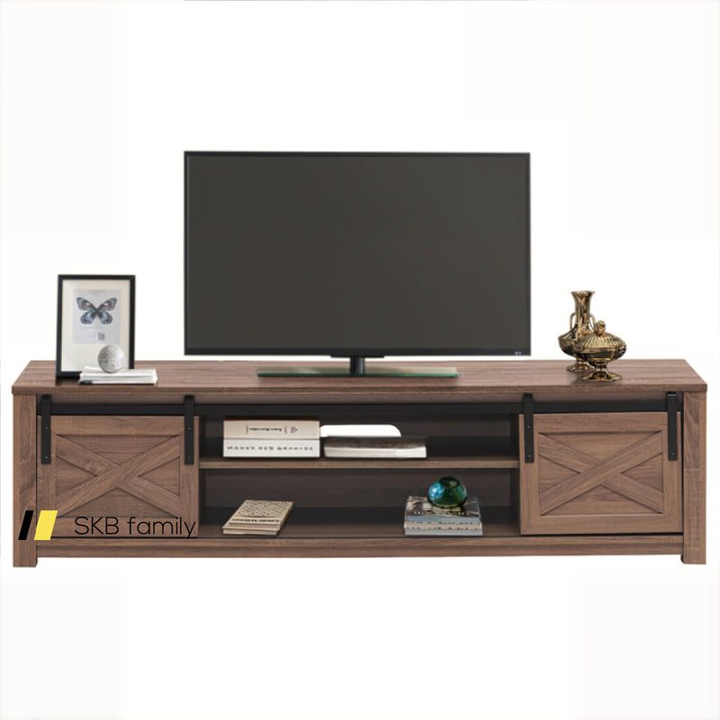 Wooden Tv Stand With Sliding Barn Door For Tvs Up To 65 Inch 240115-215371