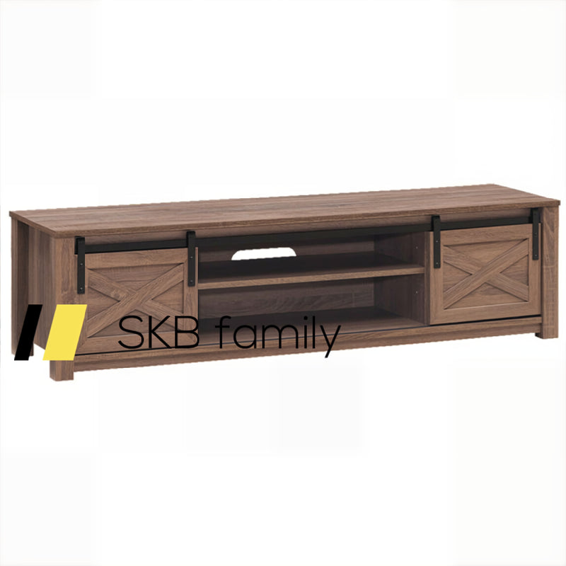 Wooden Tv Stand With Sliding Barn Door For Tvs Up To 65 Inch 240115-215371